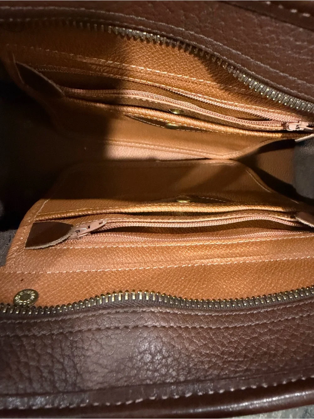 Dooney & Bourke Brown Pebble Leather Satchel with Gold Hardware